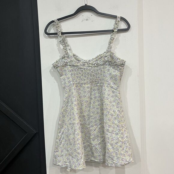 Zara Pastel Floral Mini Dress Size Medium Spring Cottage - Picture 6 of 8